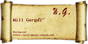 Will Gergő névjegykártya